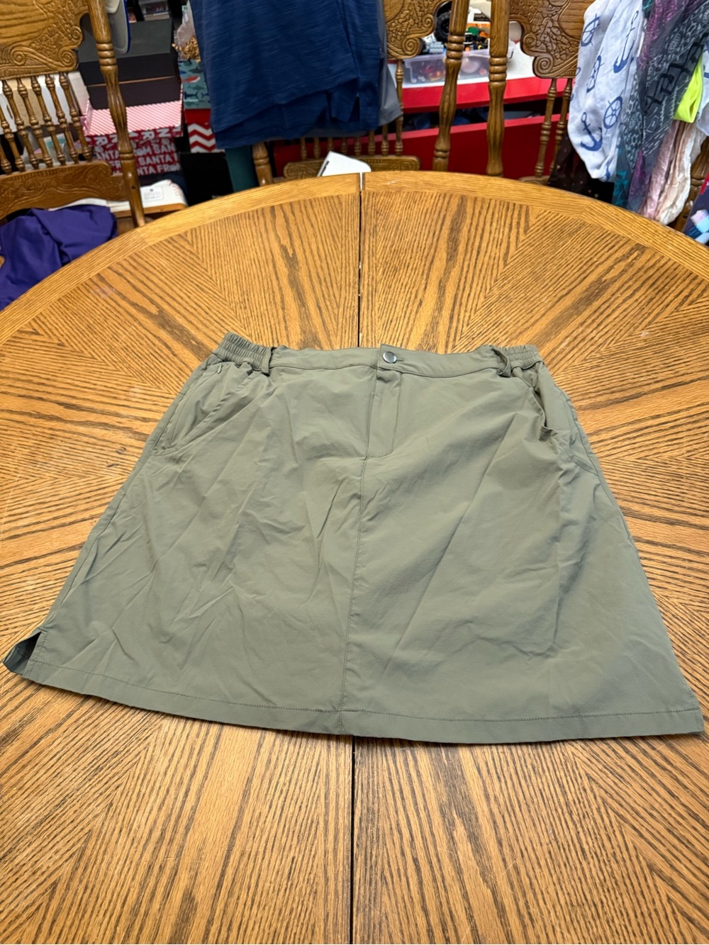 Santiny Performance Women’s Olive A-Line Skirt with Side Pockets